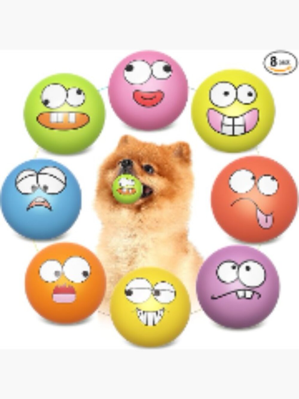 8 Pack Squeaky Dog Balls Soft Latex Rubber Puppy Toys Small Breed